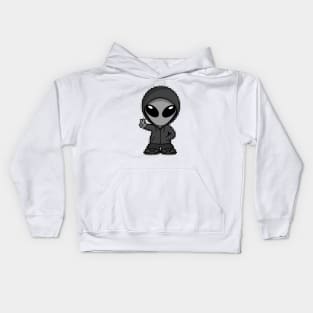 Space Alien Peace Dark Version Kids Hoodie